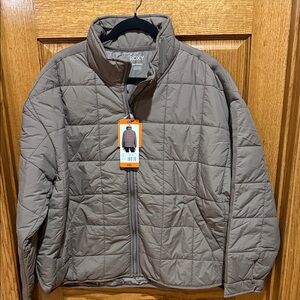 Roxy Quilted Jacket in Taupe Brown. New.